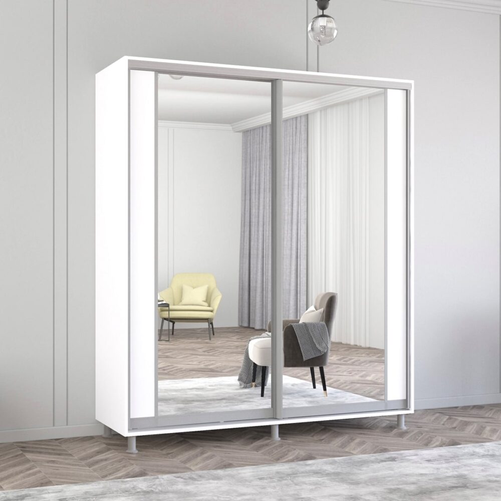 Dulap Aron-S (1.9m - 2.0m) uși glisante din PAL cu oglindă (K2) vertical