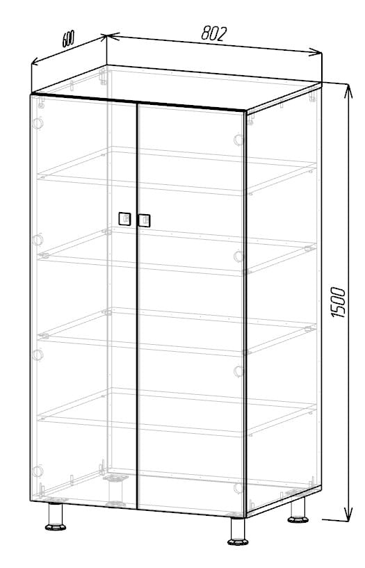 Dulap cu polițe 802x600x1500H mm