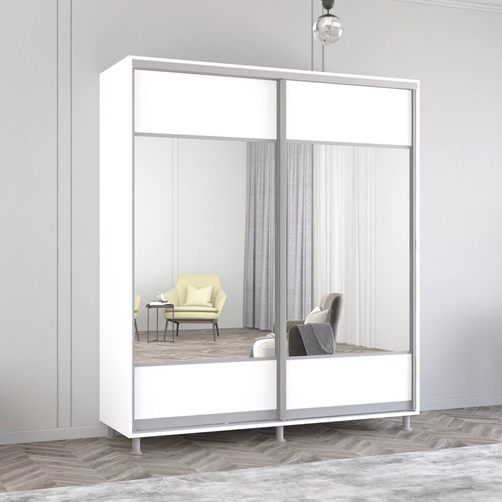 Dulap Aron-P (1.9m - 2.0m) uși glisante din PAL cu oglindă (K1) orizontal