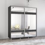 Dulap Aron-P (1.9m - 2.0m) uși glisante din PAL cu oglindă (K3) zebra