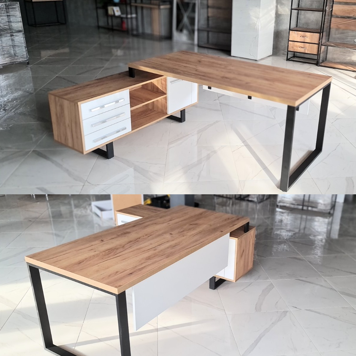 Birou Oxford MDF 150/140x75x75H cm(dreapta)
