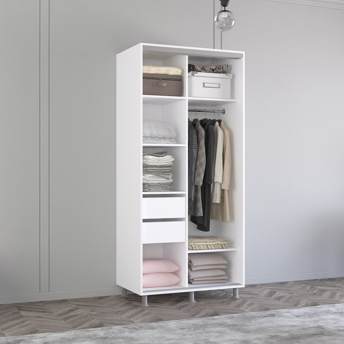 Dulap Aron (1.0m - 1.9m) uși glisante din PAL cu oglindă (K3) zebra