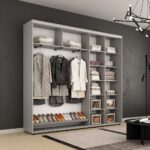 Dulap Compact (2.4-2.7m.) uși glisante Oglindă + PAL cu ornament linii