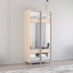 Dulap Aron (1.0m - 1.9m) uși glisante din PAL cu oglindă (K3) zebra