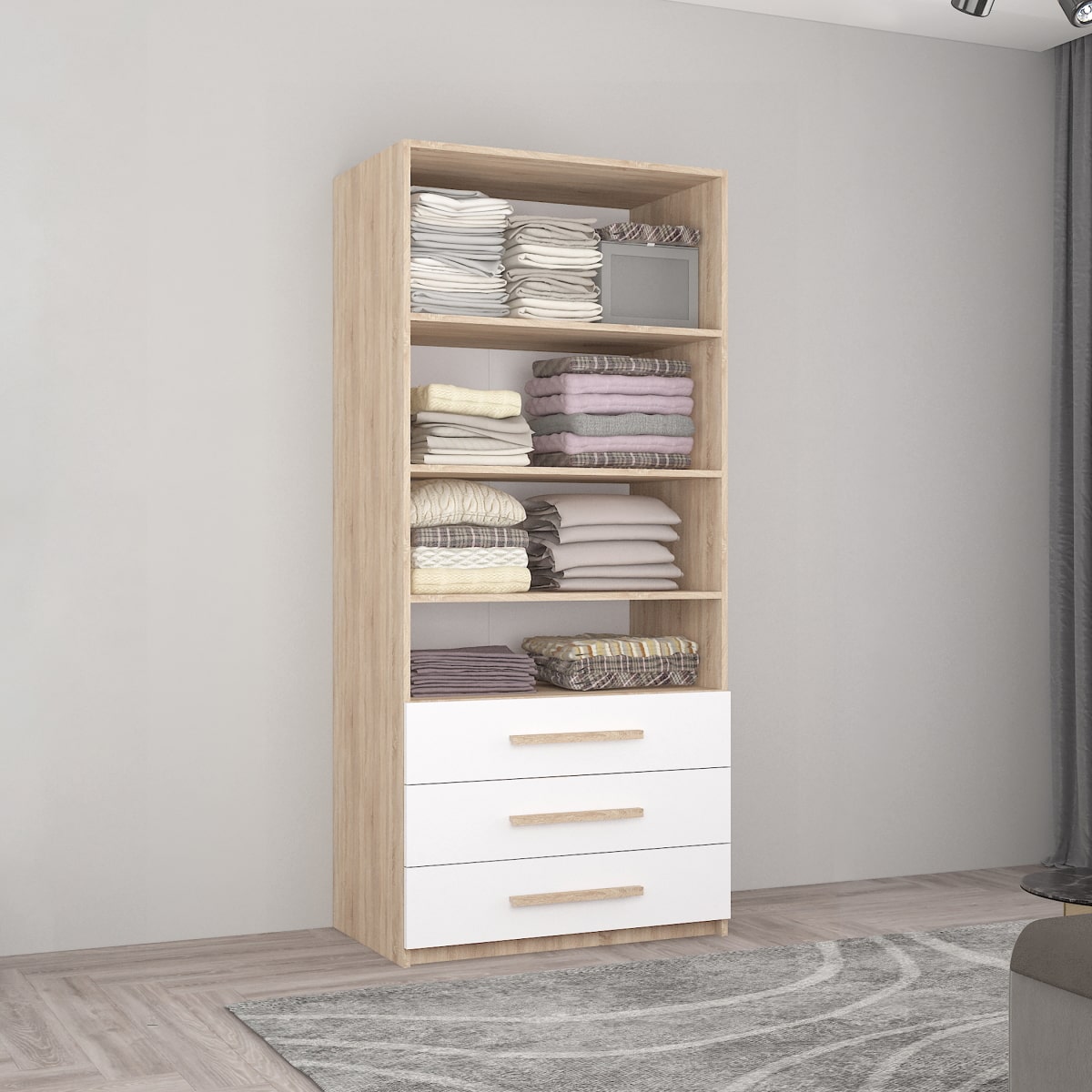 Dulap Smart-Home 0.80x0.56x2.0H m. cu polițe și sertare