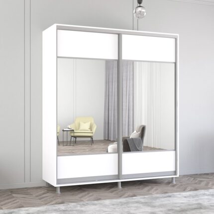 Dulap Aron-S (1.9m - 2.0m) uși glisante din PAL cu oglindă (K1) orizontal