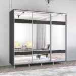 Dulap Aron (2.4m - 2.7m) uși glisante din PAL cu oglindă (K3) zebra