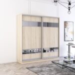 Dulap Fox (1.9m - 2.3m) uși glisante din PAL cu elemente din oglindă