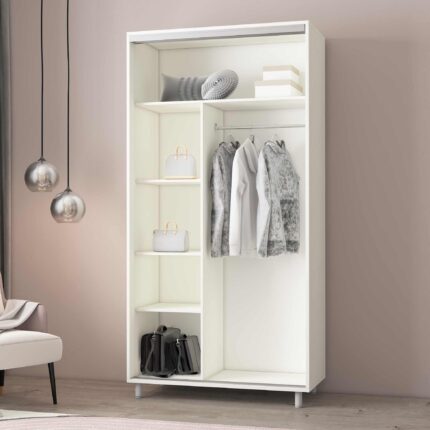 Dulap Aron-P (1.0m - 1.8m) uși glisante din PAL cu oglindă (K3) zebra
